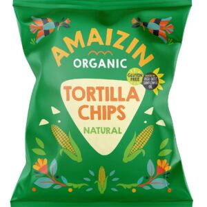 CHIPSY TORTILLA KUKURYDZIANE SOLONE BEZGLUTENOWE BIO 75 g - AMAIZIN
