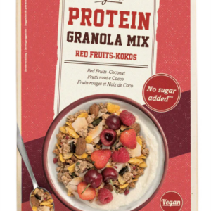 GRANOLA PROTEINOWA Z OWOCAMI CZERWONYMI I KOKOSEM BEZ DODATKU CUKRÓW BIO 300 g - VERIVAL